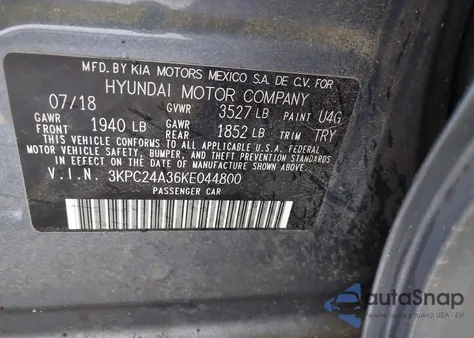 2019 Hyundai Accent Se from USA, damaged, VIN 3KPC24A36KE044800